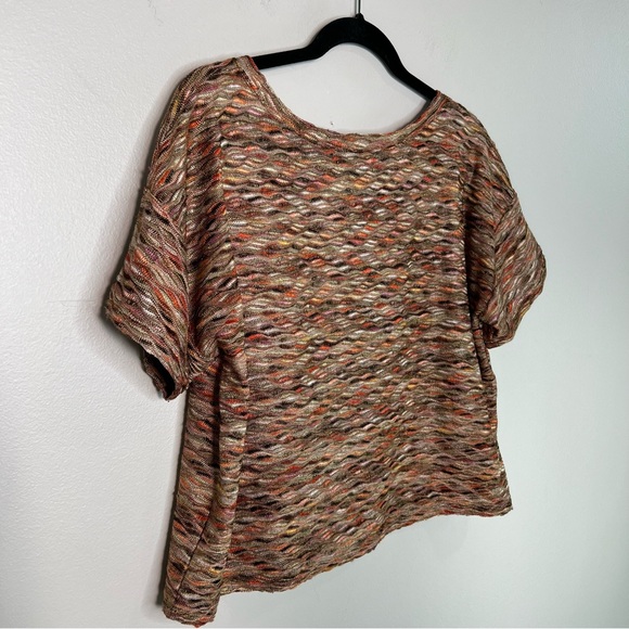 FREE PEOPLE Rainbow Waves Multi Color Knit Boxy Cropped Top size Large - Picture 4 of 11